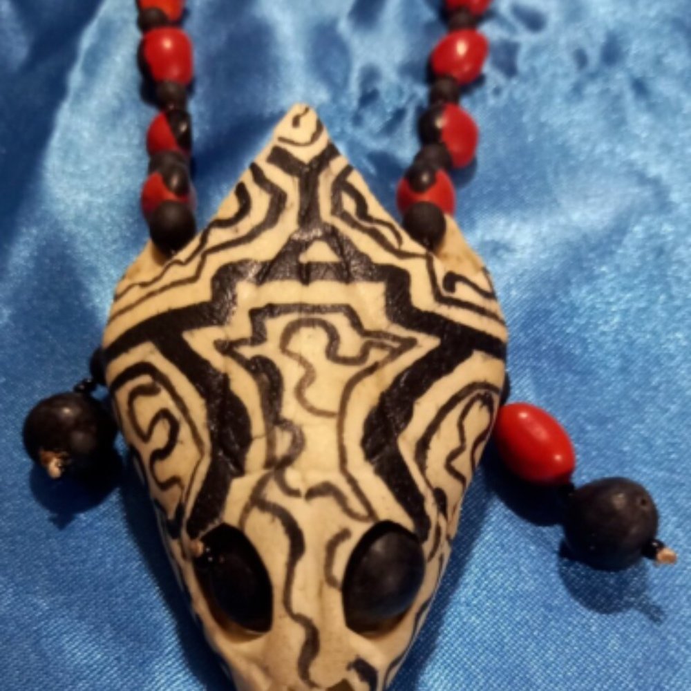 Handmade shaman necklace with natural seeds from the Amazon jungle
